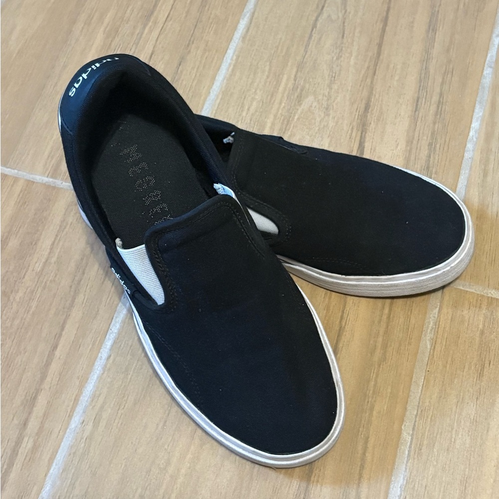 Adidas Black Slip-Ons with Canvas Upper